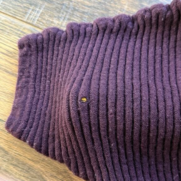 Cynthia Rowley Merino Wool Ribbed Sweater Plum Purple Short Sleeve Top M - Picture 5 of 6